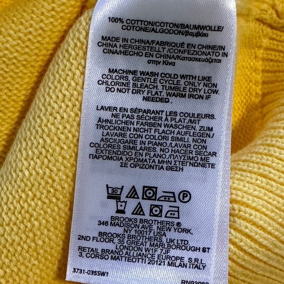 NWOT Brooks Brothers 1/4 Zip Yellow Sweater Boys Medium - Picture 7 of 7
